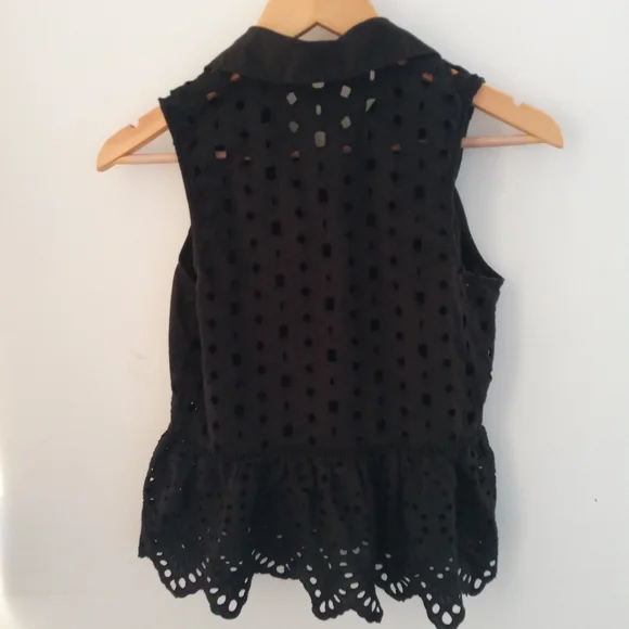 Madewell XS Black Eyelet Mix Top - Picture 4 of 11